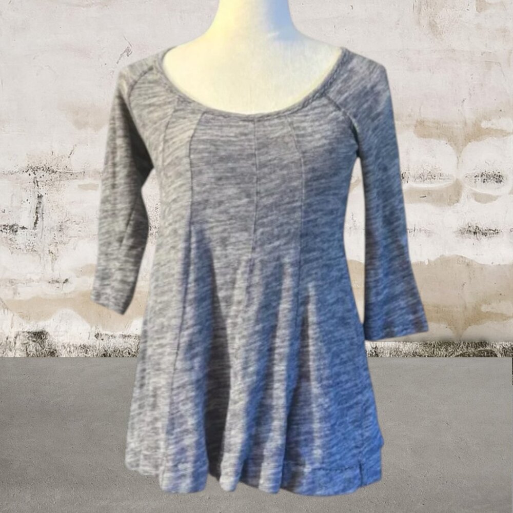 Anthropologie Deletta Pathed Seams 3/4 Sleeve Blue Swing Top Size XS - Picture 2 of 6